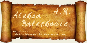 Aleksa Maletković vizit kartica